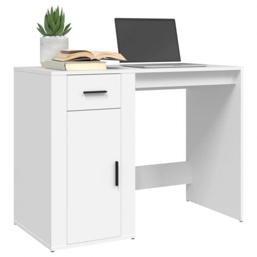 Vidaxl Escritorio De Madera Contrachapada Blanco 100x49x75 Cm