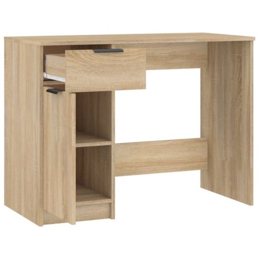 Mesa de madeira compensada Vidaxl Sonoma cor carvalho 100x50x75 cm