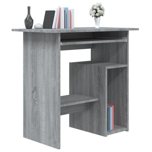 Mesa de madeira compensada Vidaxl Sonoma cinza 80x45x74 cm