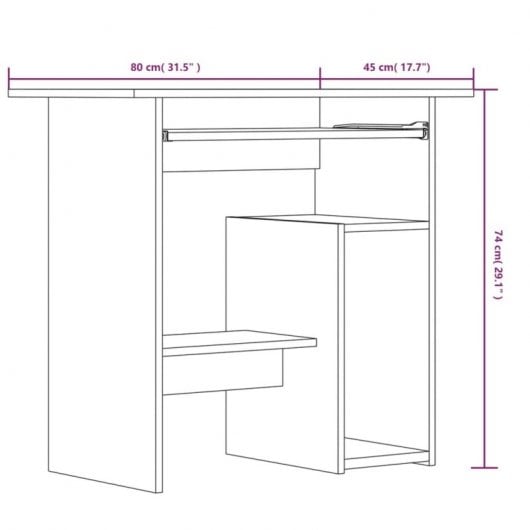 Mesa de madeira compensada Vidaxl Sonoma cinza 80x45x74 cm