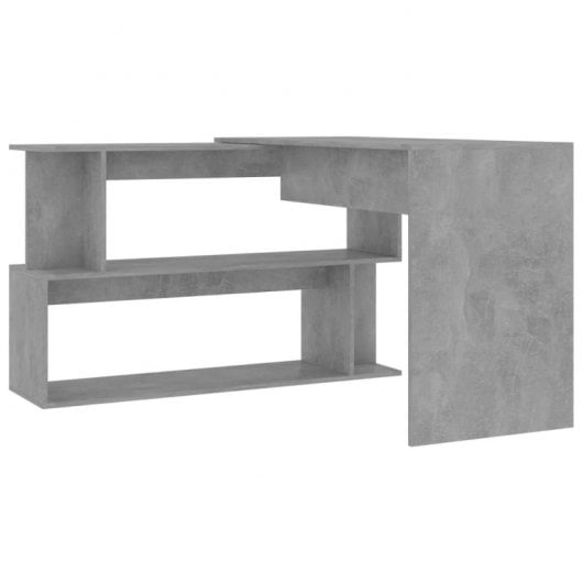 Vidaxl bureau d'angle en contreplaqué gris béton 200x50x76 Cm