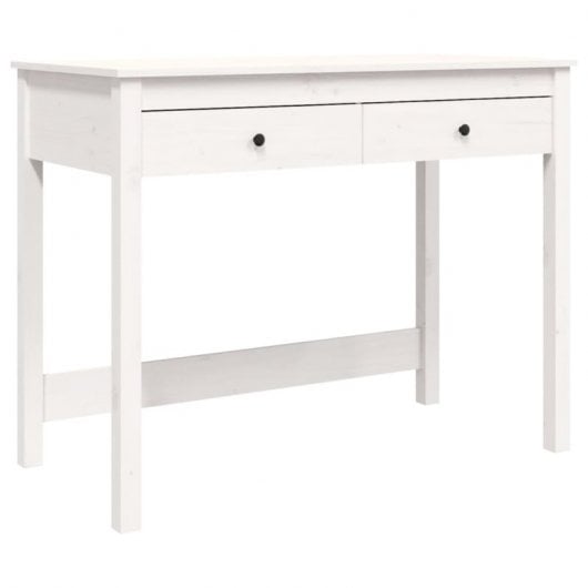 Vidaxl Escritorio Con Cajones Madera Maciza De Pino Blanco 100x50x78cm