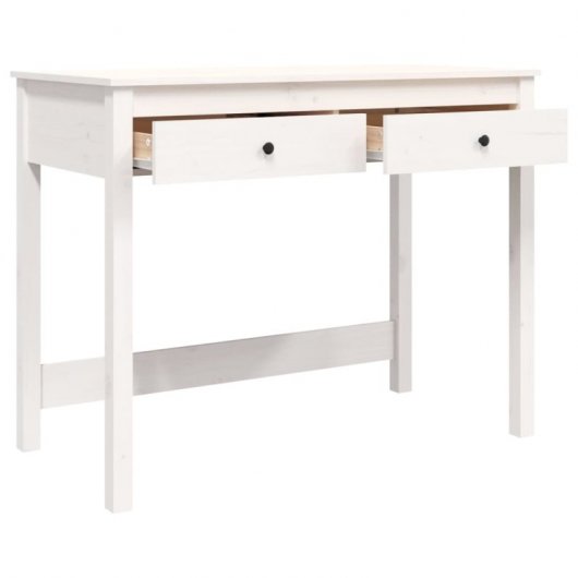 Vidaxl Escritorio Con Cajones Madera Maciza De Pino Blanco 100x50x78cm