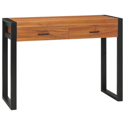 Secretária Vidaxl com 2 gavetas Madeira teca reciclada 100x40x75 cm