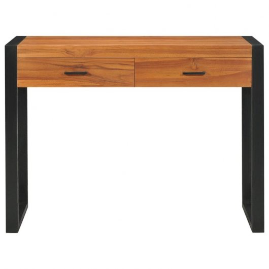 Secretária Vidaxl com 2 gavetas Madeira teca reciclada 100x40x75 cm
