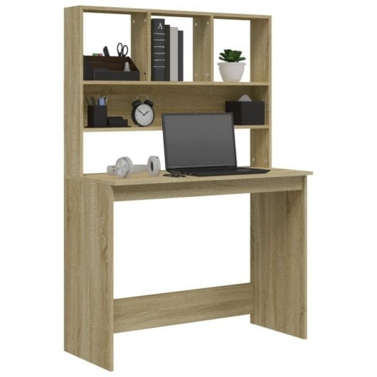 Mesa Vidaxl Com Prateleiras Contraplacado Carvalho Sonoma 102x45x148cm