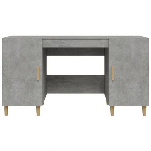 Vidaxl Escritorio De Madera Contrachapada Gris Hormigón 140x50x75 Cm