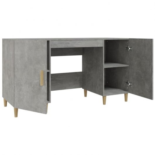 Vidaxl Escritorio De Madera Contrachapada Gris Hormigón 140x50x75 Cm