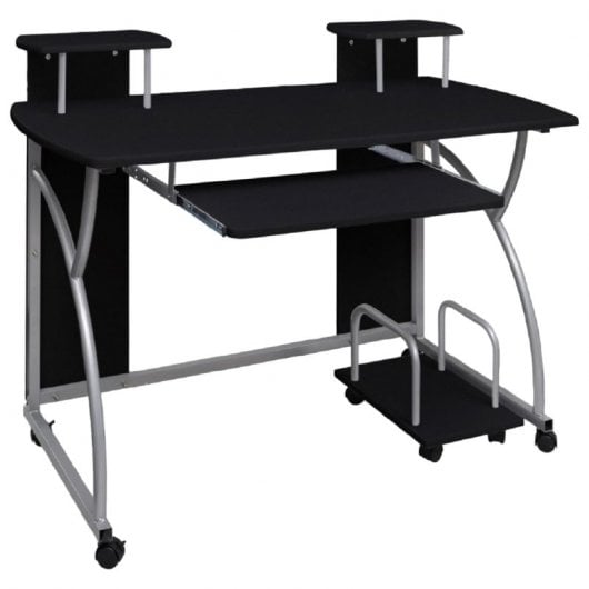 Vidaxl Escritorio Ordenador Madera Contrachapada Negro 110x52x88,5 Cm