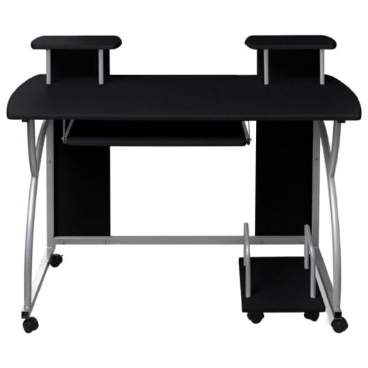 Vidaxl Escritorio Ordenador Madera Contrachapada Negro 110x52x88,5 Cm