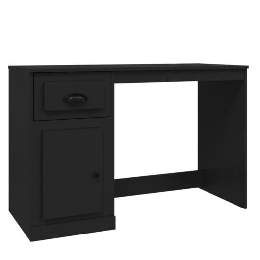 Mesa Vidaxl com gaveta contraplacado preto 115x50x75 cm