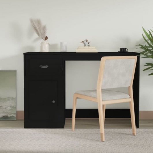 Mesa Vidaxl com gaveta contraplacado preto 115x50x75 cm