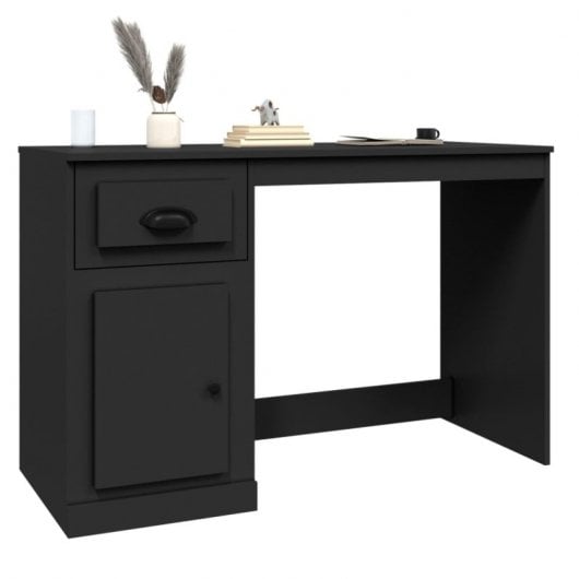 Mesa Vidaxl com gaveta contraplacado preto 115x50x75 cm