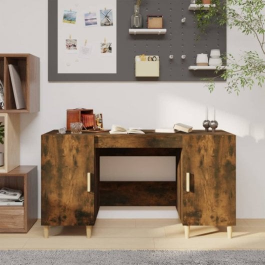 Mesa Vidaxl em contraplacado de carvalho fumado 140x50x75 cm