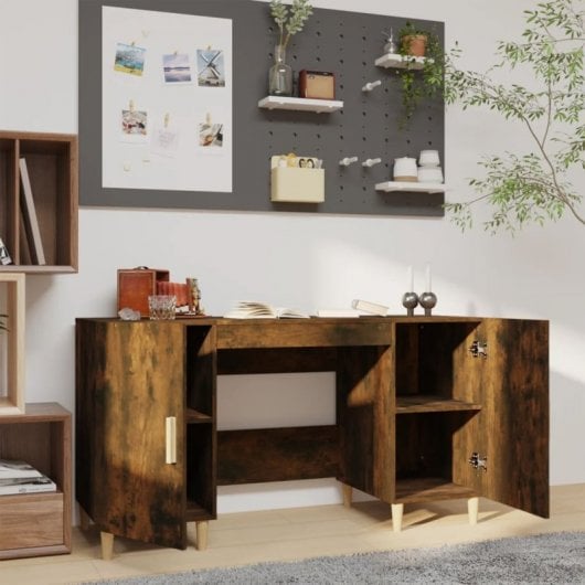 Mesa Vidaxl em contraplacado de carvalho fumado 140x50x75 cm