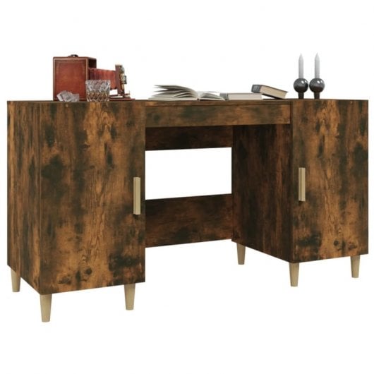 Mesa Vidaxl em contraplacado de carvalho fumado 140x50x75 cm