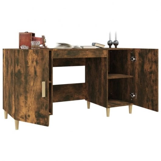 Mesa Vidaxl em contraplacado de carvalho fumado 140x50x75 cm