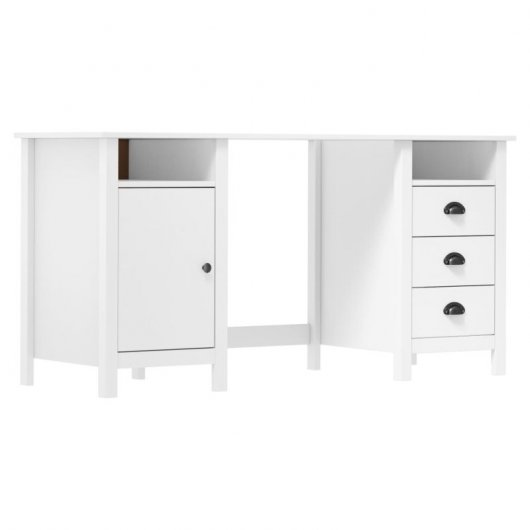 Vidaxl Hill Range Scrivania In Legno Di Pino Bianco 150x50x74 Cm