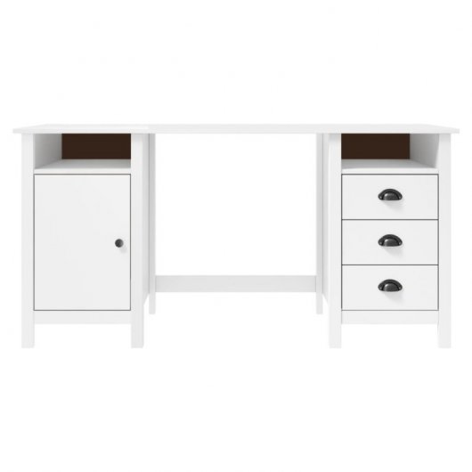 Vidaxl Hill Range Scrivania In Legno Di Pino Bianco 150x50x74 Cm