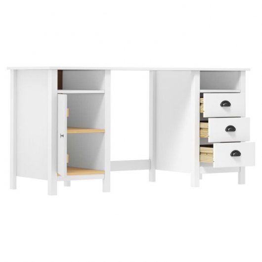 Vidaxl Hill Range Scrivania In Legno Di Pino Bianco 150x50x74 Cm