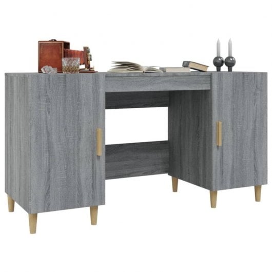 Vidaxl bureau contreplaqué Sonoma gris 140x50x75 Cm