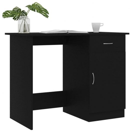 Vidaxl Bureau Contreplaqué Noir 100x50x76 Cm