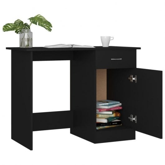 Vidaxl Bureau Contreplaqué Noir 100x50x76 Cm