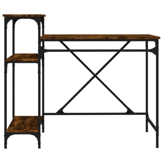 Vidaxl bureau avec étagères en fer et bois chêne fumé 105x50x90 Cm