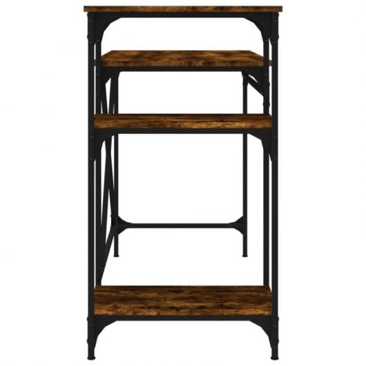 Vidaxl bureau avec étagères en fer et bois chêne fumé 105x50x90 Cm