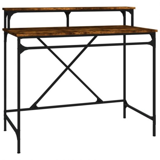 Vidaxl bureau en fer et contreplaqué chêne fumé 100x50x90 Cm