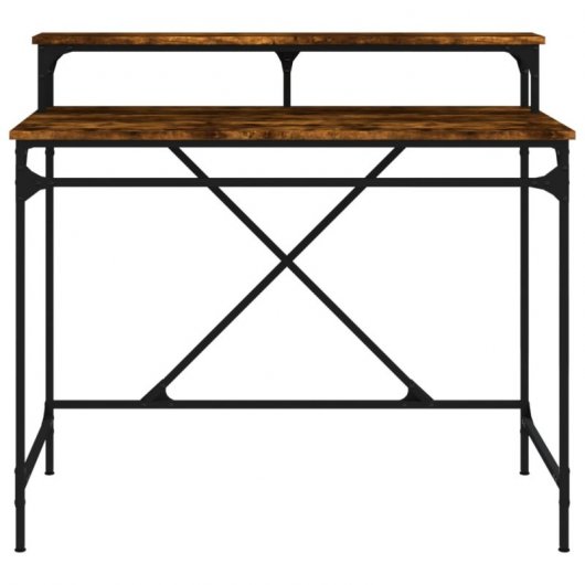 Vidaxl bureau en fer et contreplaqué chêne fumé 100x50x90 Cm