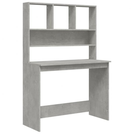 Vidaxl Bureau étagère en contreplaqué gris béton 102x45x148cm