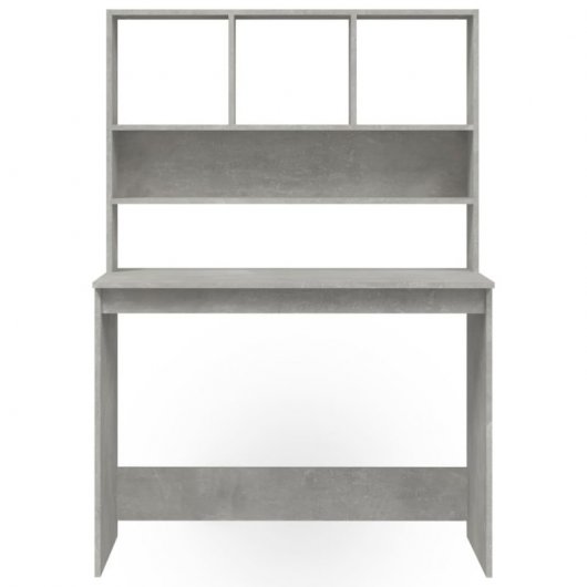 Vidaxl Bureau étagère en contreplaqué gris béton 102x45x148cm