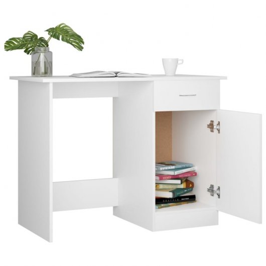 Mesa de madeira compensada branca Vidaxl 100x50x76 cm