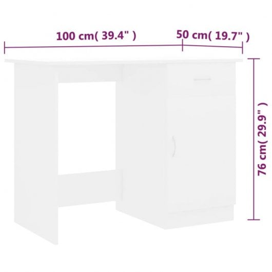 Mesa de madeira compensada branca Vidaxl 100x50x76 cm