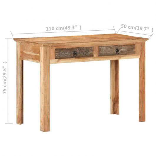 Mesa de madeira maciça reciclada Vidaxl 110x50x75 cm