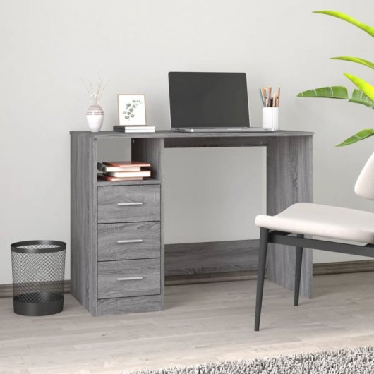 Mesa Vidaxl com gavetas contraplacado cinzento Sonoma 102x50x76 cm