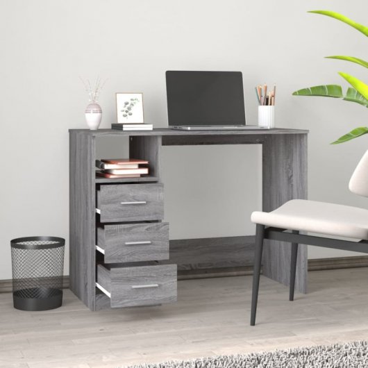 Mesa Vidaxl com gavetas contraplacado cinzento Sonoma 102x50x76 cm