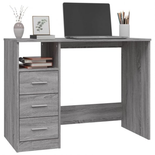 Mesa Vidaxl com gavetas contraplacado cinzento Sonoma 102x50x76 cm