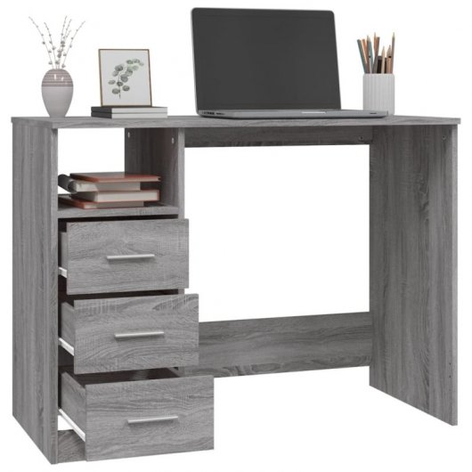 Mesa Vidaxl com gavetas contraplacado cinzento Sonoma 102x50x76 cm
