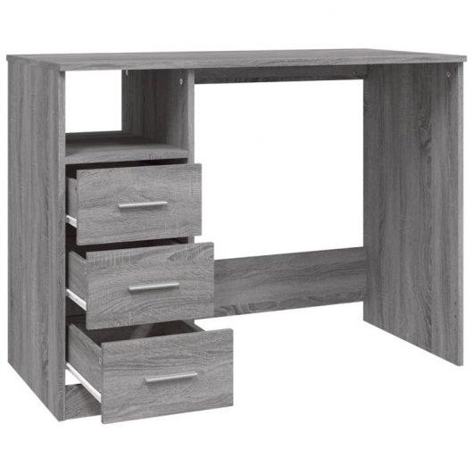 Mesa Vidaxl com gavetas contraplacado cinzento Sonoma 102x50x76 cm