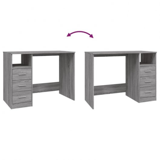Mesa Vidaxl com gavetas contraplacado cinzento Sonoma 102x50x76 cm