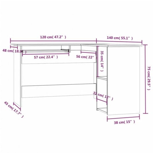 Vidaxl Mesa de Canto Contraplacado Cinzento 120x140x75 Cm