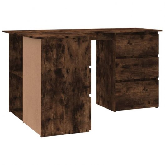 Bureau d'angle contreplaqué de chêne fumé Vidaxl 145x100x76cm