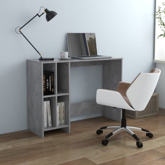 Mesa para caderno de madeira compensada cinza concreto Vidaxl 102,5x35x75 cm