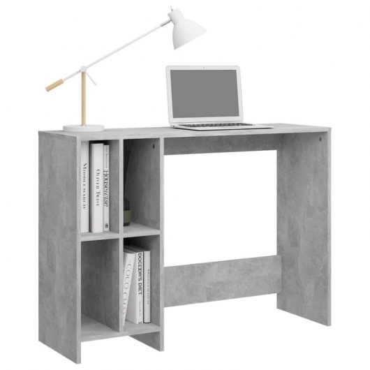 Mesa para caderno de madeira compensada cinza concreto Vidaxl 102,5x35x75 cm