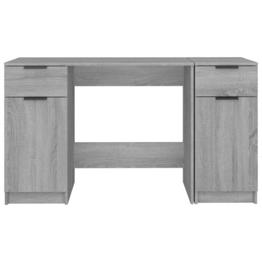 Bureau Vidaxl avec armoire latérale contreplaqué Sonoma gris