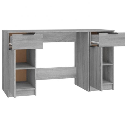 Bureau Vidaxl avec armoire latérale contreplaqué Sonoma gris