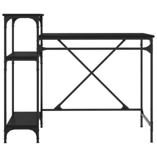 Mesa Vidaxl com prateleiras contraplacado preto 105x50x90 cm