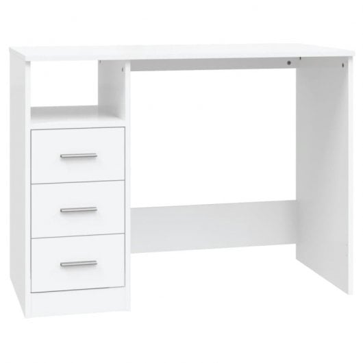 Vidaxl bureau à tiroirs en contreplaqué blanc 102x50x76 Cm